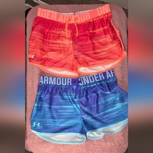 Under Armour Women's Athletic Shorts - Orange and Blue